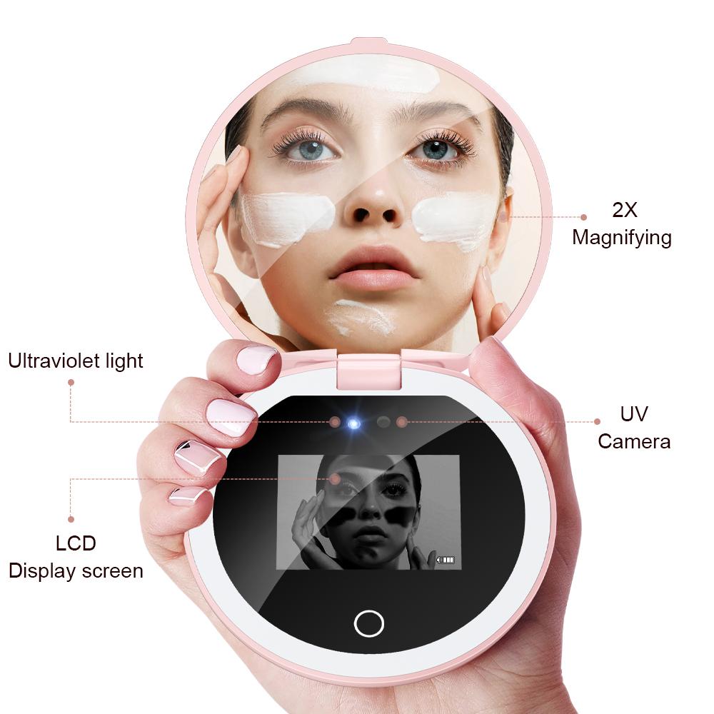 Smart UV Sunscreen Makeup Mirror With LED Beauty Sunscreen Detection Makeup