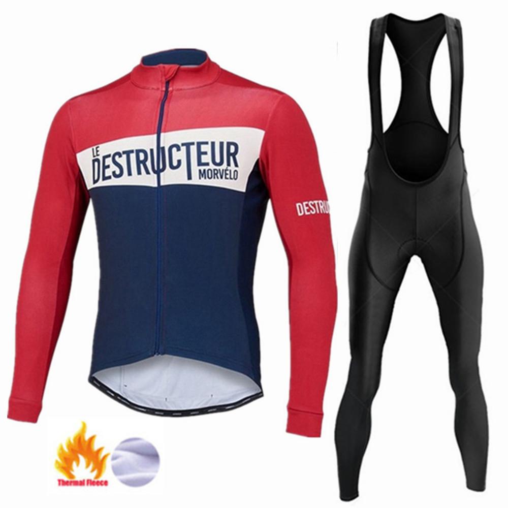Winter Thermal Fleece Long Sleeve Cycling Jersey Set Bib Pants Ropa Ciclismo Bicycle Clothing MTB Bike Men Pro Team Suit