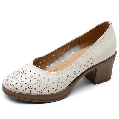 Moda GKTINOO 2025 Moda de Verano Zapatos de Mujer Huecos para Mujer Tacones Altos Suaves Tenis Femenino Comodidad Sandalias de Cuero Genuino Talla Grande