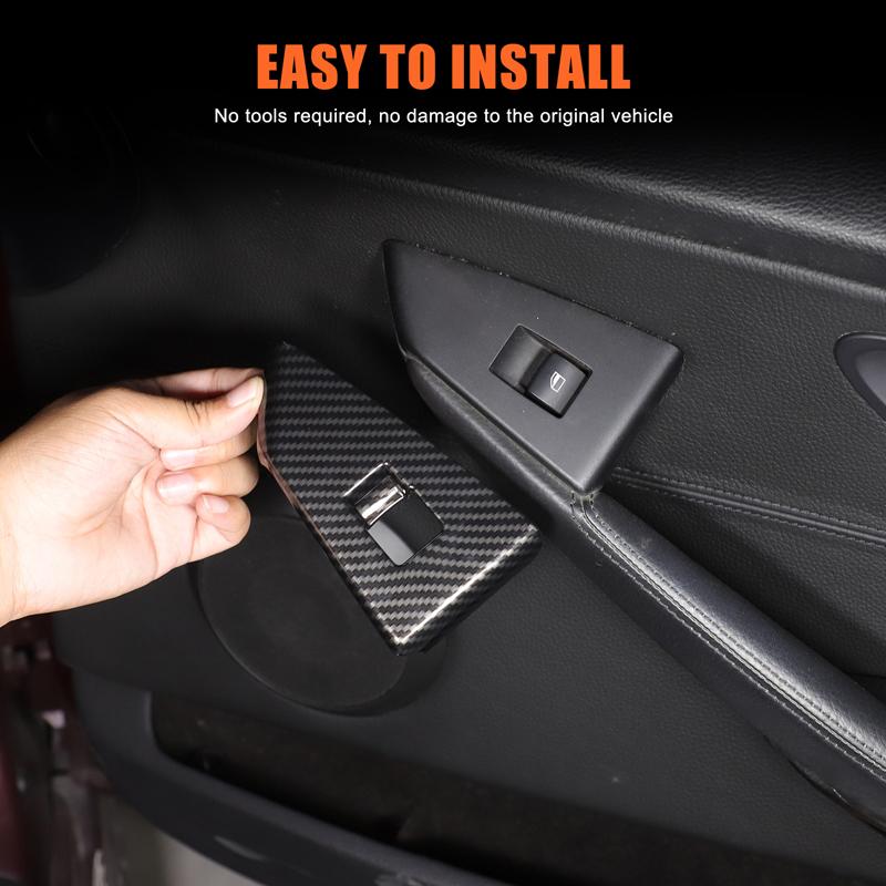 For BMW 6 Series E63 E64 2004-2009 ABS Carbon Fiber Car Door Window Lift Switch Button Frame Panel Trim Interior Car Accessories