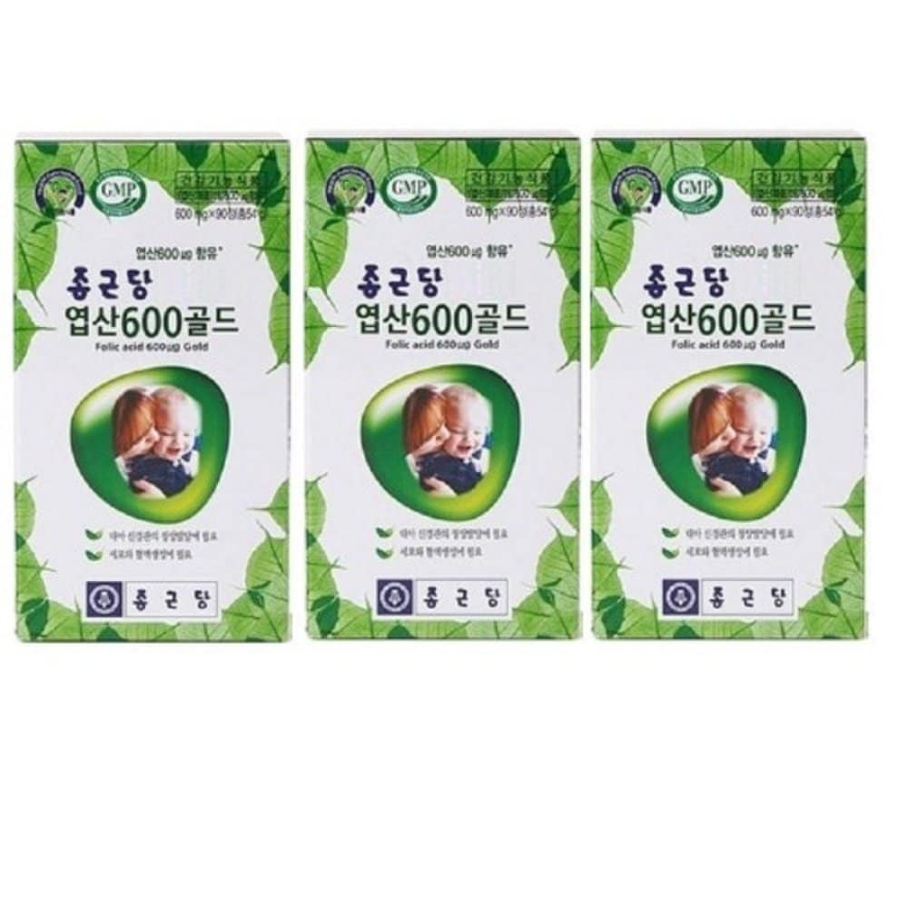 

Chong Kun Dang folic acid 600gold 600mg x 90 tablets 2+1 maltodextrin fruit and vegetable mix