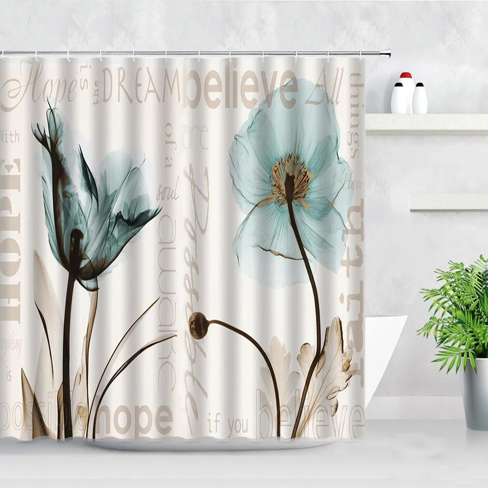 Duschvorhang Garten Bunte Blumen Natürliche Landschaft 3D Wasserdichtes Gewebe Badezimmer Vorhänge Badezimmer Zubehör Badezimmer Dekor
