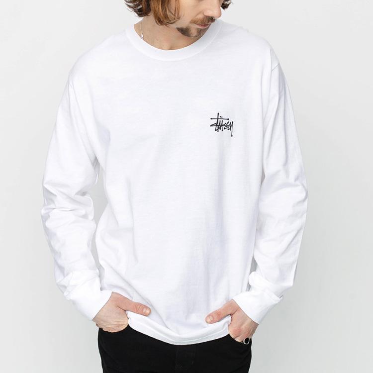 Stussy Basic Long Sleeve Tee Unisex Tops White 1994143