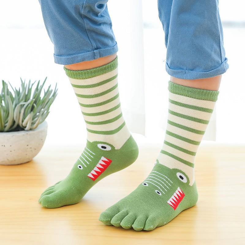Children's Cotton Five-Finger Pile-Up High Socks for Autumn and Winter