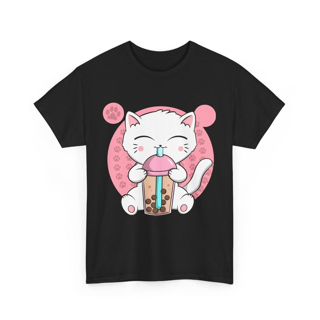 Anime Cat Boba Cat Bubble Tea Neko Japanese Kawaii Cat T-Shirt Mens Womens Tees Top