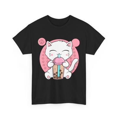 Anime Katze Boba Katze Bubble Tea Neko Japanisch Kawaii Katze T-Shirt Herren Damen T-Shirts Oberteil