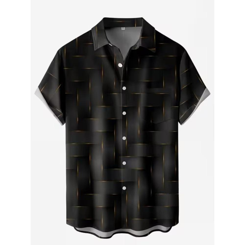 Herren Musikalische Noten Muster 3D Druck Hemd Button-Up Hemd Freizeithemd Sommerhemd Kurzarm Tägliche Urlaubsbekleidung