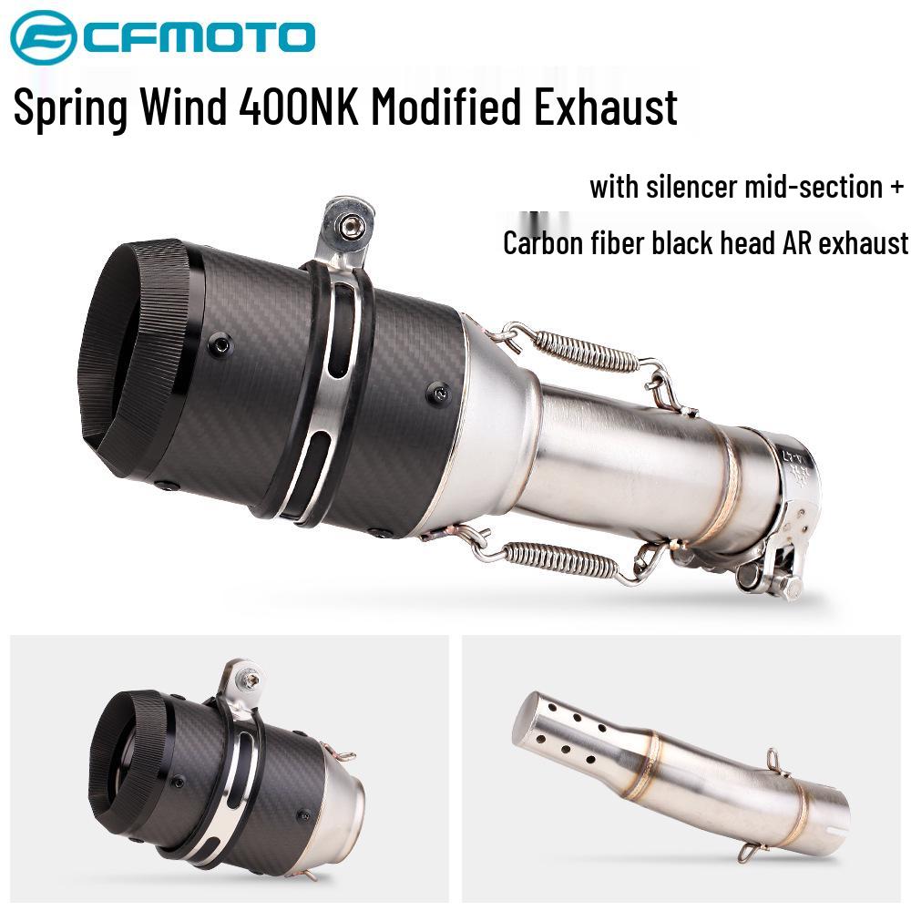 Compatible CFMOTO 400NK Carbon Fiber Exhaust Modification - Direct-Fit Mid-Section Muffler Replacement.