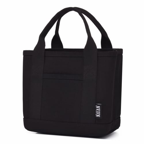 

MT s SHOP Mini Tote Bag, Lunch Bag with Dividers, Small, Freestanding Canvas, Wide Gusset, Bento Box, Water Bottle Storage, Mom Bag SH365 (Black)