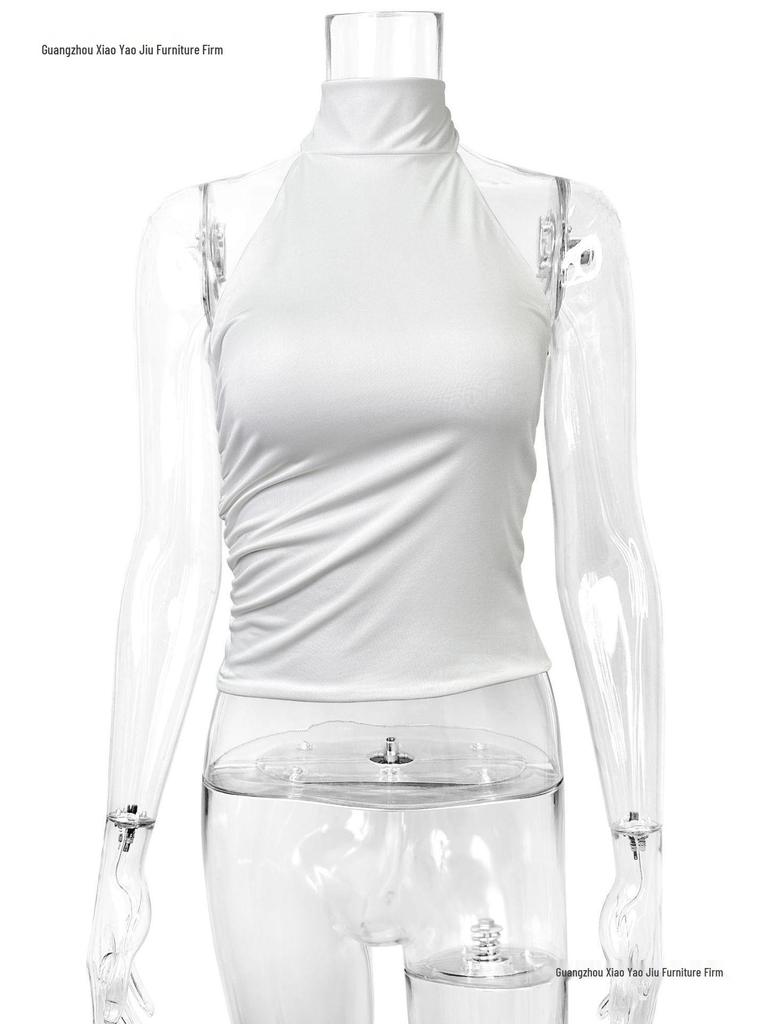 Summer Sleeveless Halter Strap Backless Crop Top for Women