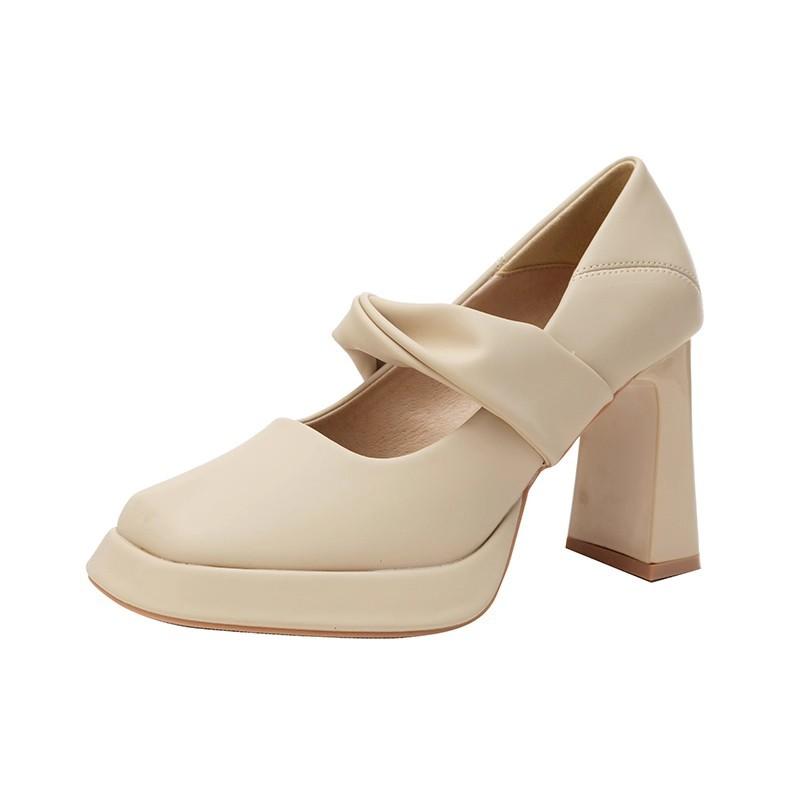 Mary Jane thick heels high heels women's new temperament advanced not tired feet imperial sister style bridesmaid shoes
