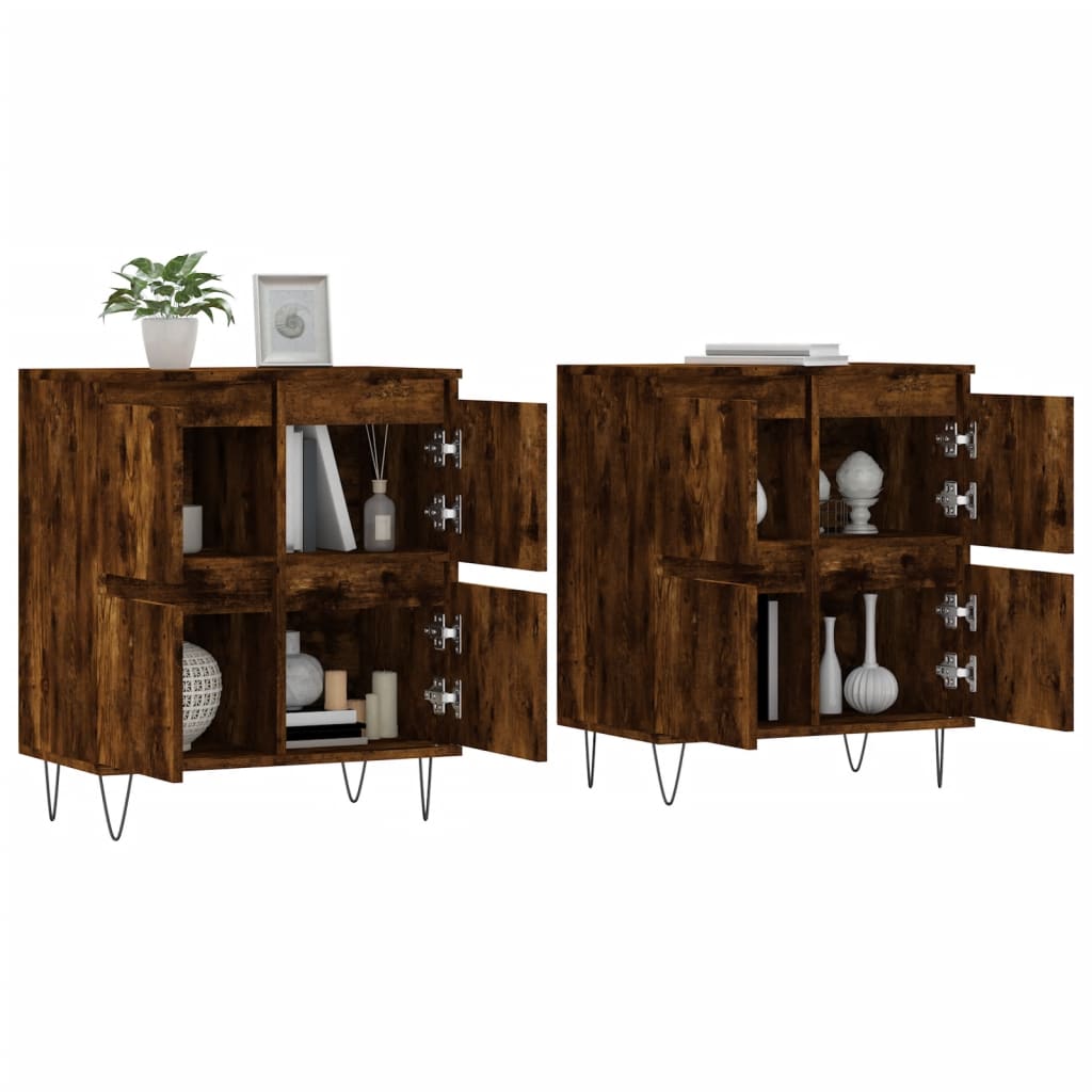 Sideboards 2 pcs. Smoked Oak Wood Based Panel