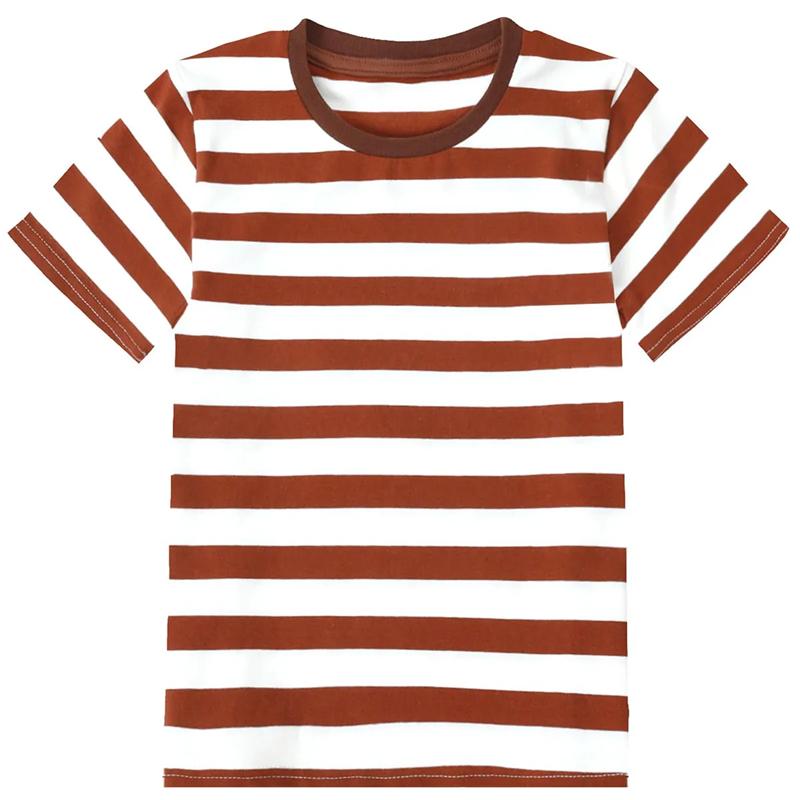Kontrasterende farger Striper 3d-trykk Dame T-skjorte O-hals Kortermet Fritid Herre og Dame Sommer Nye Klær Klassisk T-skjorte
