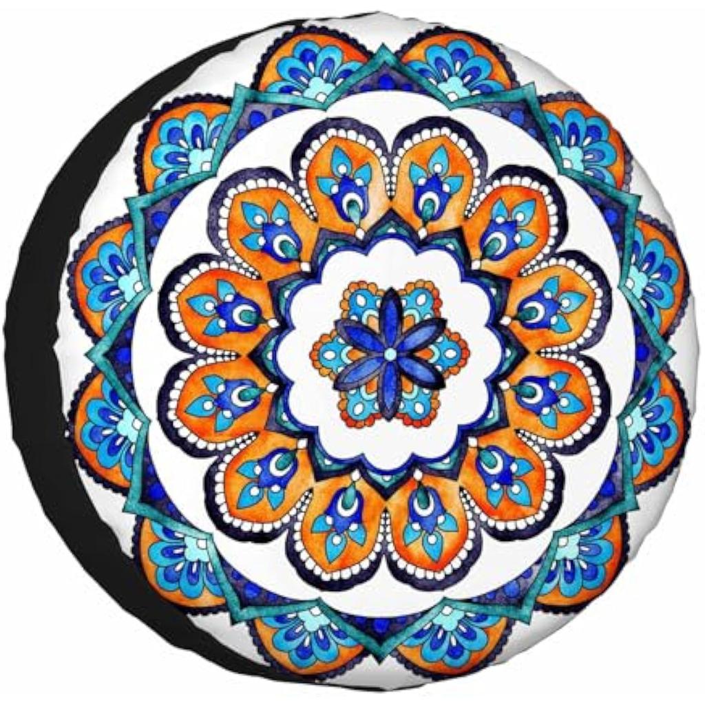 Mandala Spare Tire Cover Vintage Ethnic Design Weatherproof Polyester Wheel Protector for RV Trailer Car SUV