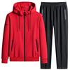 Spring and Autumn Hooded Jacket Men's Loose Casual Sports Suit, Middle-aged and Young Loose Casual Hoodie Set