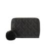 Ladies' Heart-shaped Embroidered Short Coin Purse, Fresh and Clean Fluffy Ball Pendant, Versatile Small Card Bag
