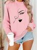 Women's Autumn/Winter Long-Sleeve Round Neck Printed Pullover Hoodie