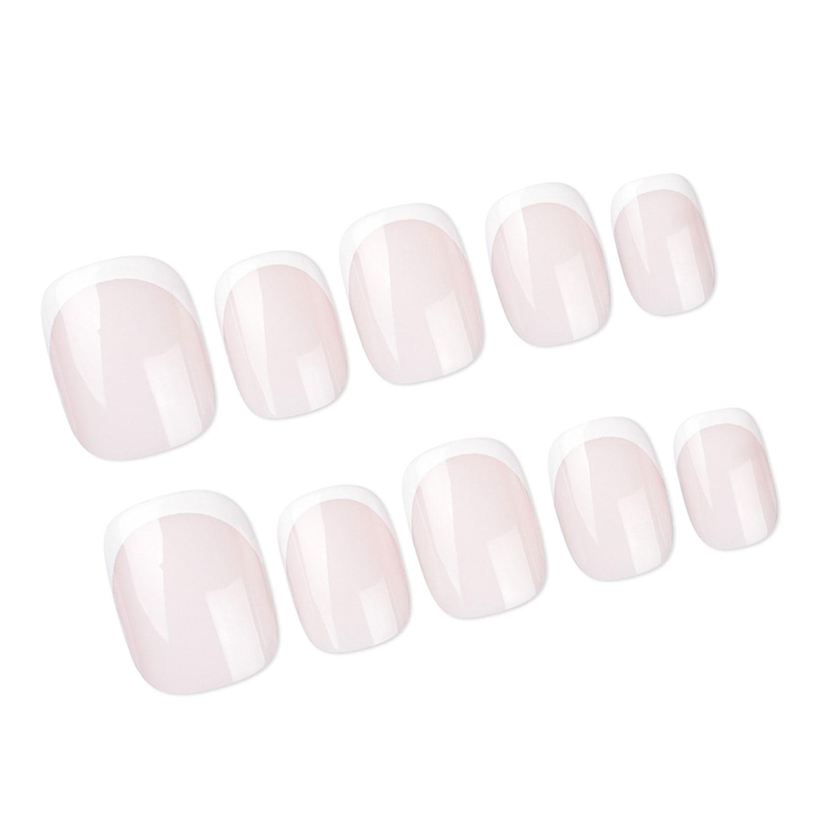 

24 шт. Ombre Glossy Press On Nails Square Fake Nails Искусственные акриловые ногти Французские накладные ногти с полным покрытием в 12 размерах