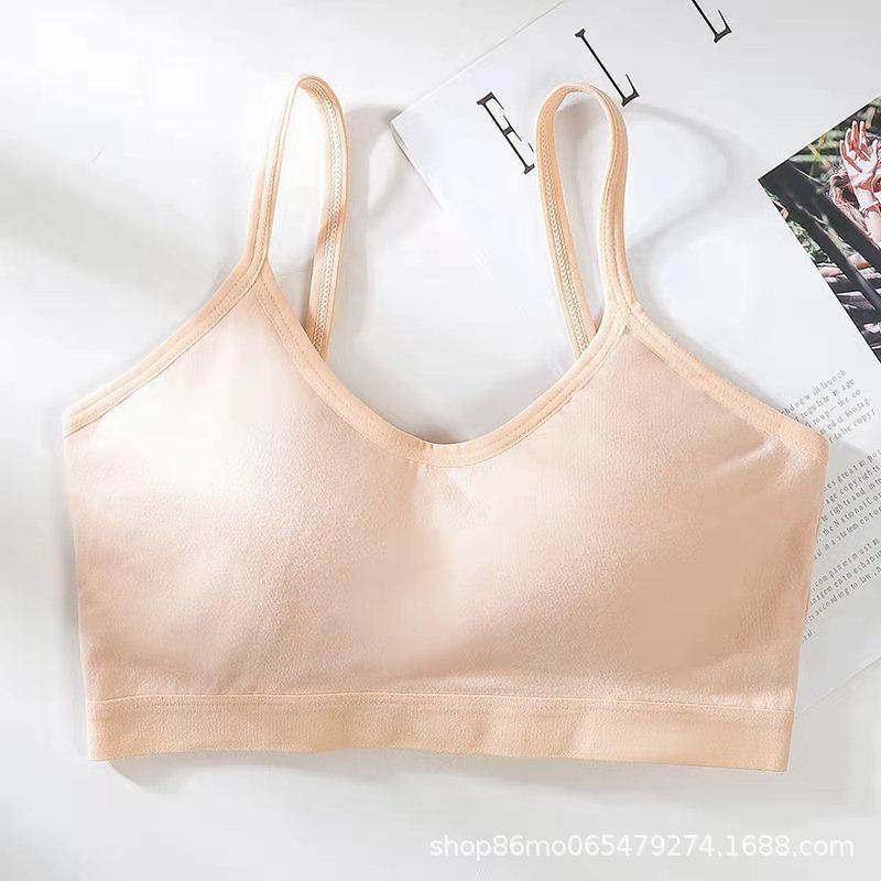 Fixed Cup One-piece Beauty Back Wrapped Chest Tube Top Cotton Gathering Bra Student Sling Sports Vest Girl Underwear