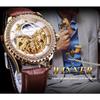 T-Winner Men's Fashion Hollow Vintage Rhinestone Belt Watch Automatic Mechanical Watch