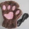 2026 Autumn Winter Kawaii Plush Cat Claw Paw Gloves Warm Soft Short Fingerless Fluffy Bear Mittens Costume Half Finger Gloves