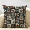 Vintage Bohemian Floral Grid Cushion Cover Natural Linen Organic Fabric DoubleSided Printing Room Sofa Decor Pillow Case