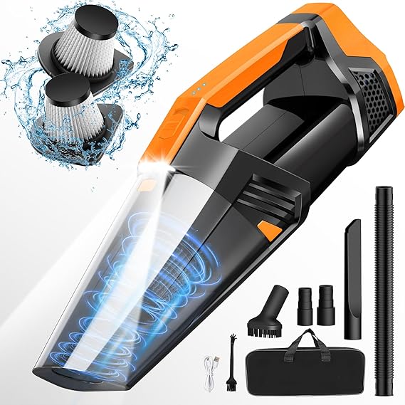 Cordless Car Vacuum Lightweight High Power Handheld Vacuum Cleaner with LED Light, Hand Vacuum for Car Home Office and Pet Hair,