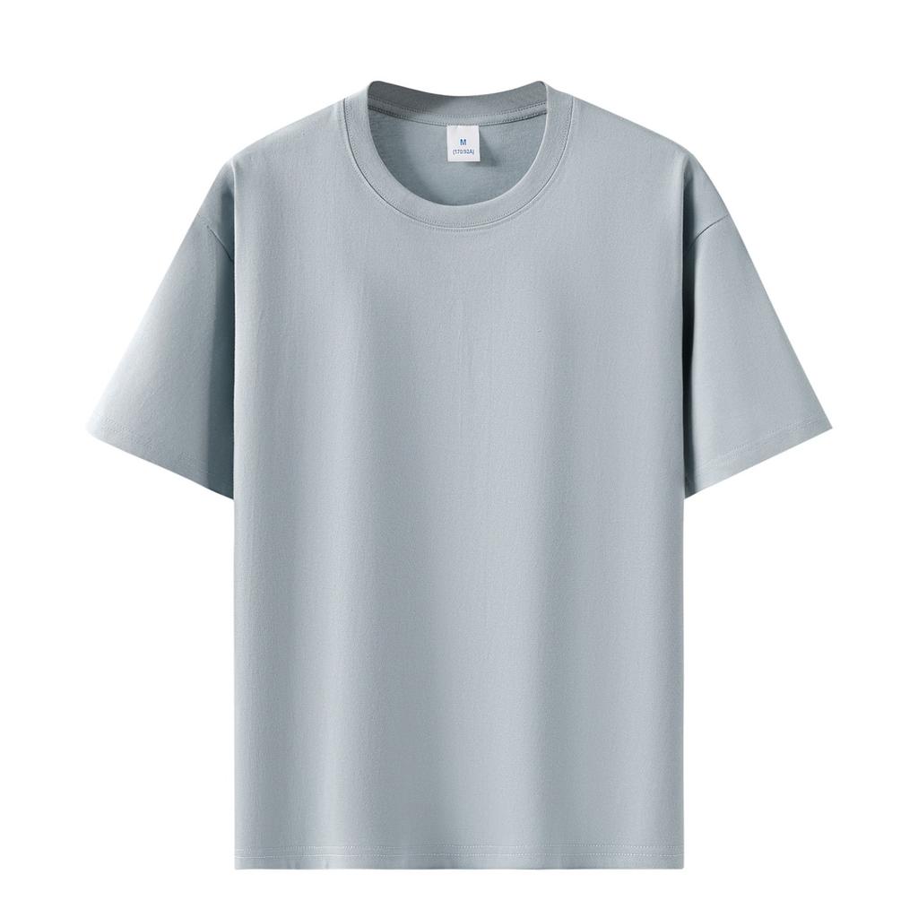 Unisex Round Neck Short Sleeve Loose Fit T-Shirt Cotton Solid Heavyweight Top
