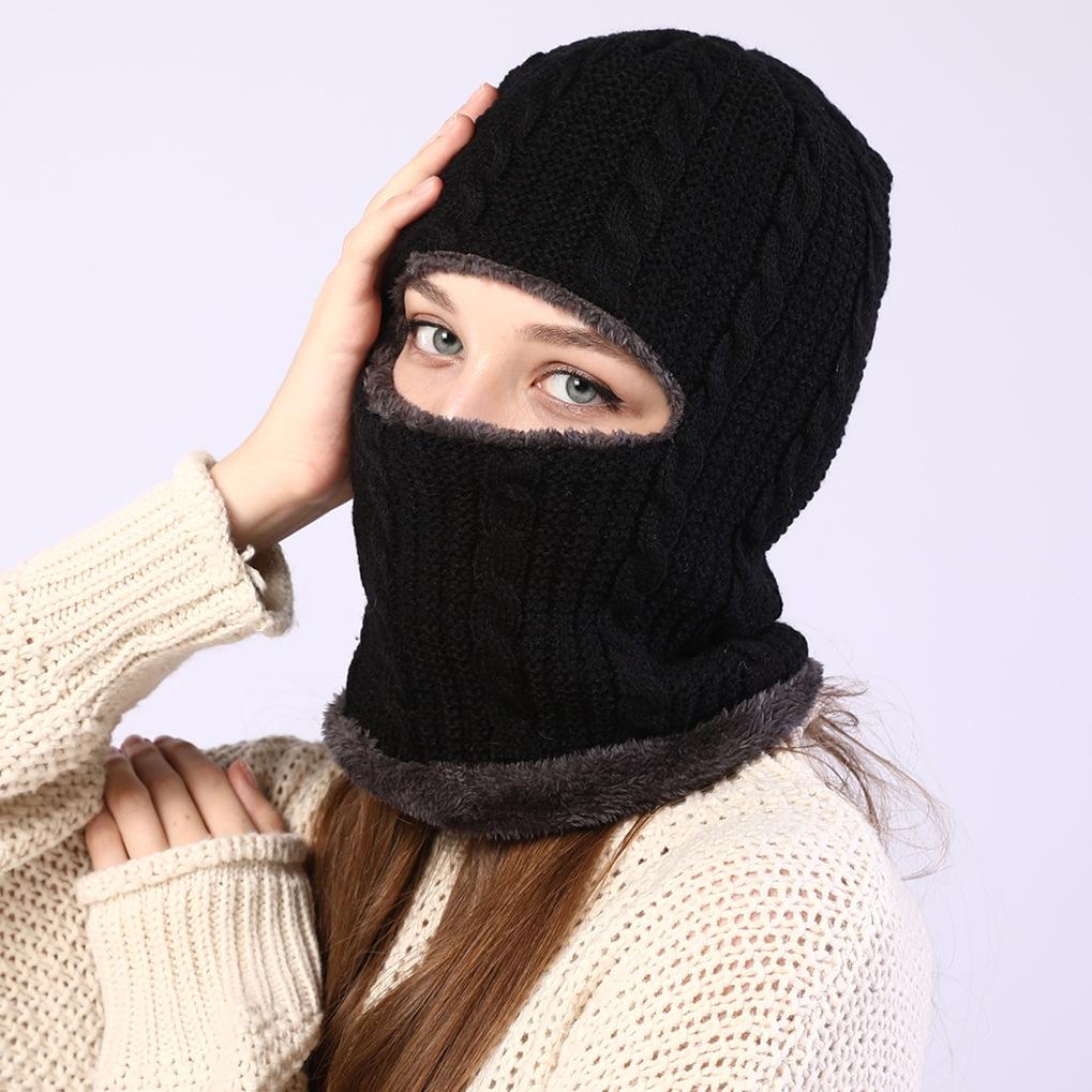 Neuer Winter Einteiliger Ohrenschutz Hut Schal Plus Samt Gestrickt Herren und Damen Reiten Überziehmütze