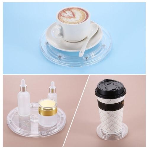 uxcell Acrylic Lazy Susan Rotating Platform, 4-inch Clear Rotating Platform Organizer with Ball Bearings, 360-Degree Rotating Tray, Fragrance Storage