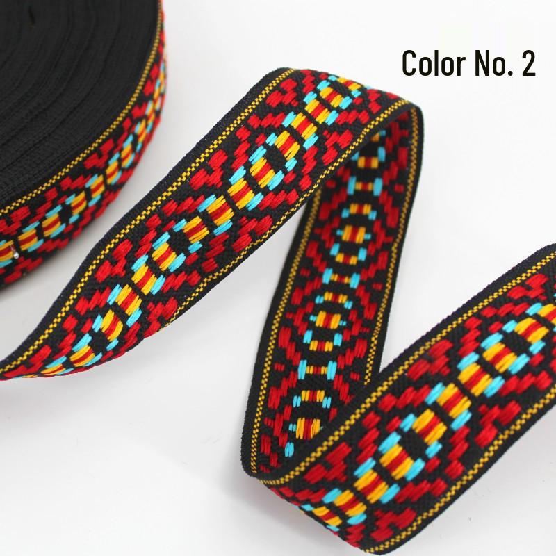 Colorful Ethnic Jacquard Ribbon for Clothing, Shoes, Hats, Packaging, and Decorative Accessories (30-34mm Wide)