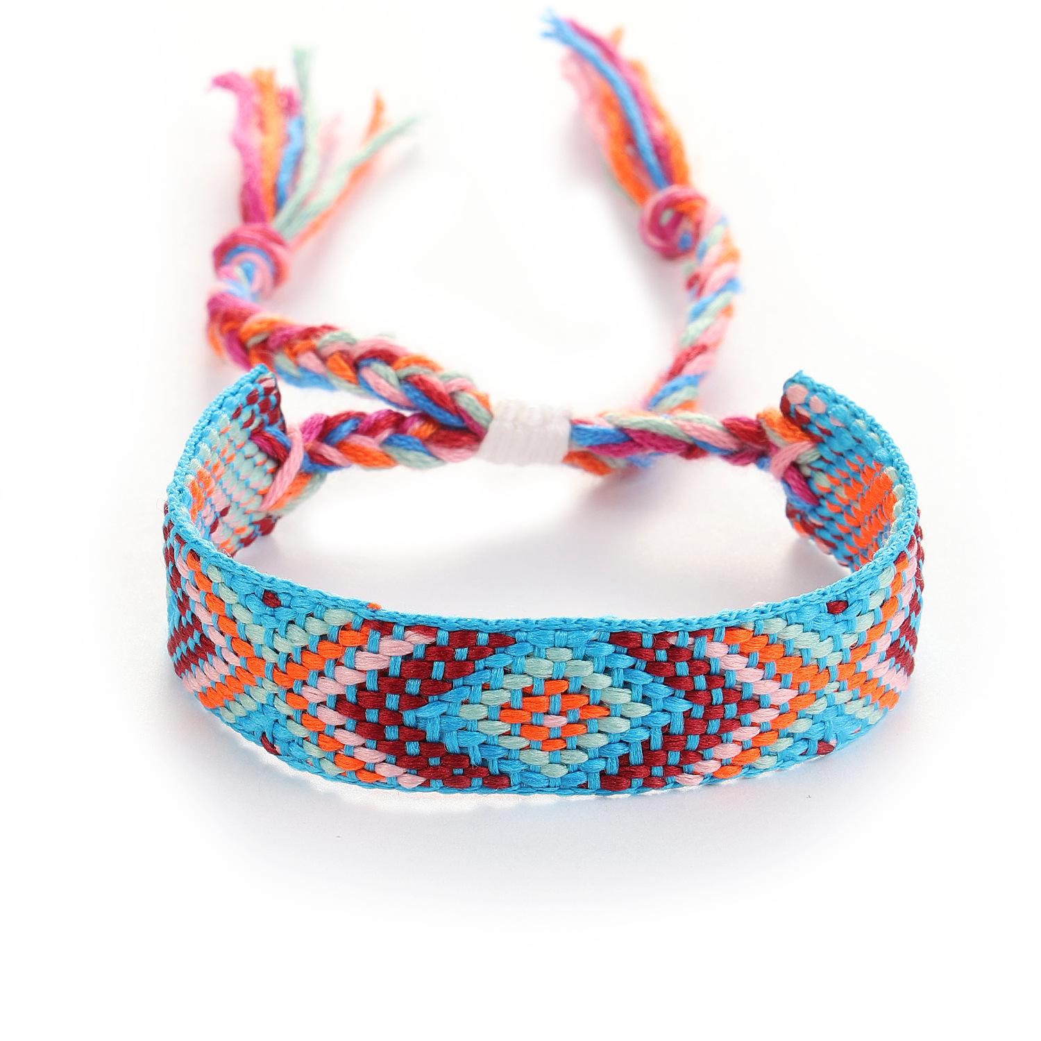 

Nepal Ethnic Style Lucky Woven Bracelet with Colorful Tassels and Irregular Pattern