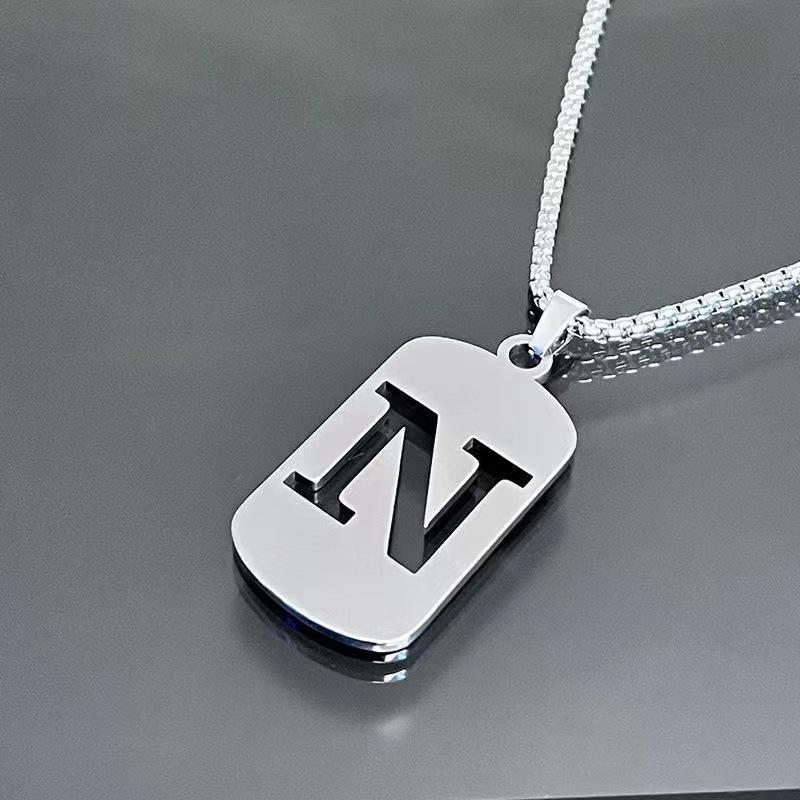 26 Letters English Titanium Steel Necklace Men'S And Women'S Versatile Sweater Sweater Chain Simple Fashion Collarbone Chain