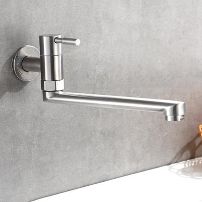 Küchenarmatur 180 Grad Drehung Spülbecken Mopp Pool Wasserhahn Edelstahl Verlängert Wandmontage Einzelne Kaltwasserhähne Silber