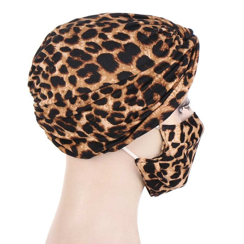 Floral Muslim Turban Hat + Mask Set Sleeping Hat Chemo Hat Wrap Turban for Sun for Protection Light Breathable for Head