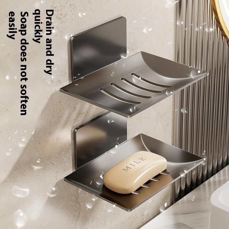 Kohlenstoffstahl Badezimmer Dusche Aufbewahrung Seifenablage Gestell Seifenablage Wandmontiert Ablauf Seifenablage Box