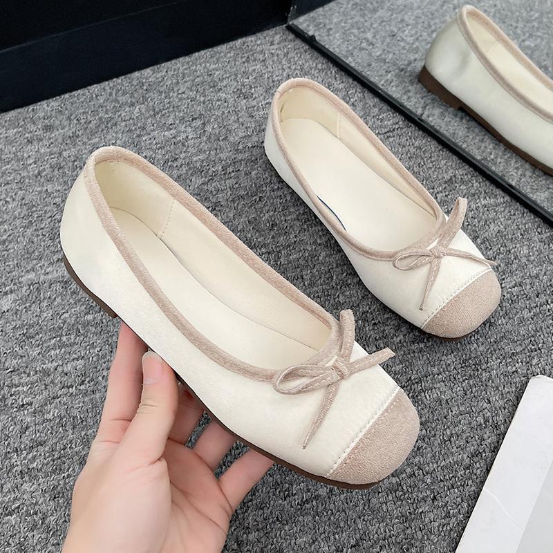 Square Ballet Shoes Women's 2025 New Sweet Flat Soft Bottom French Retro Leather Shallow Mouth Shoes Zapatillas Mujer