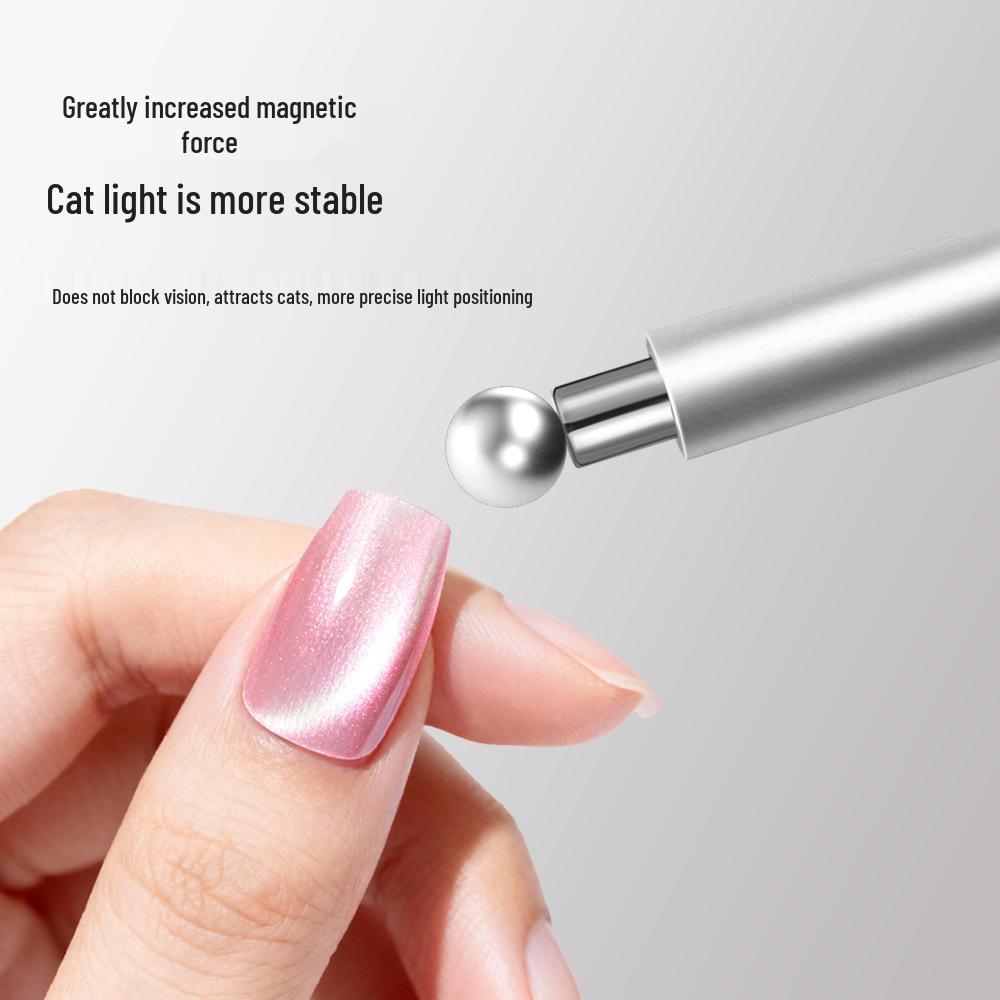 Double-Ended Multi-Functional Cat Eye Nail Art Magnet with Wide French Glass Beads