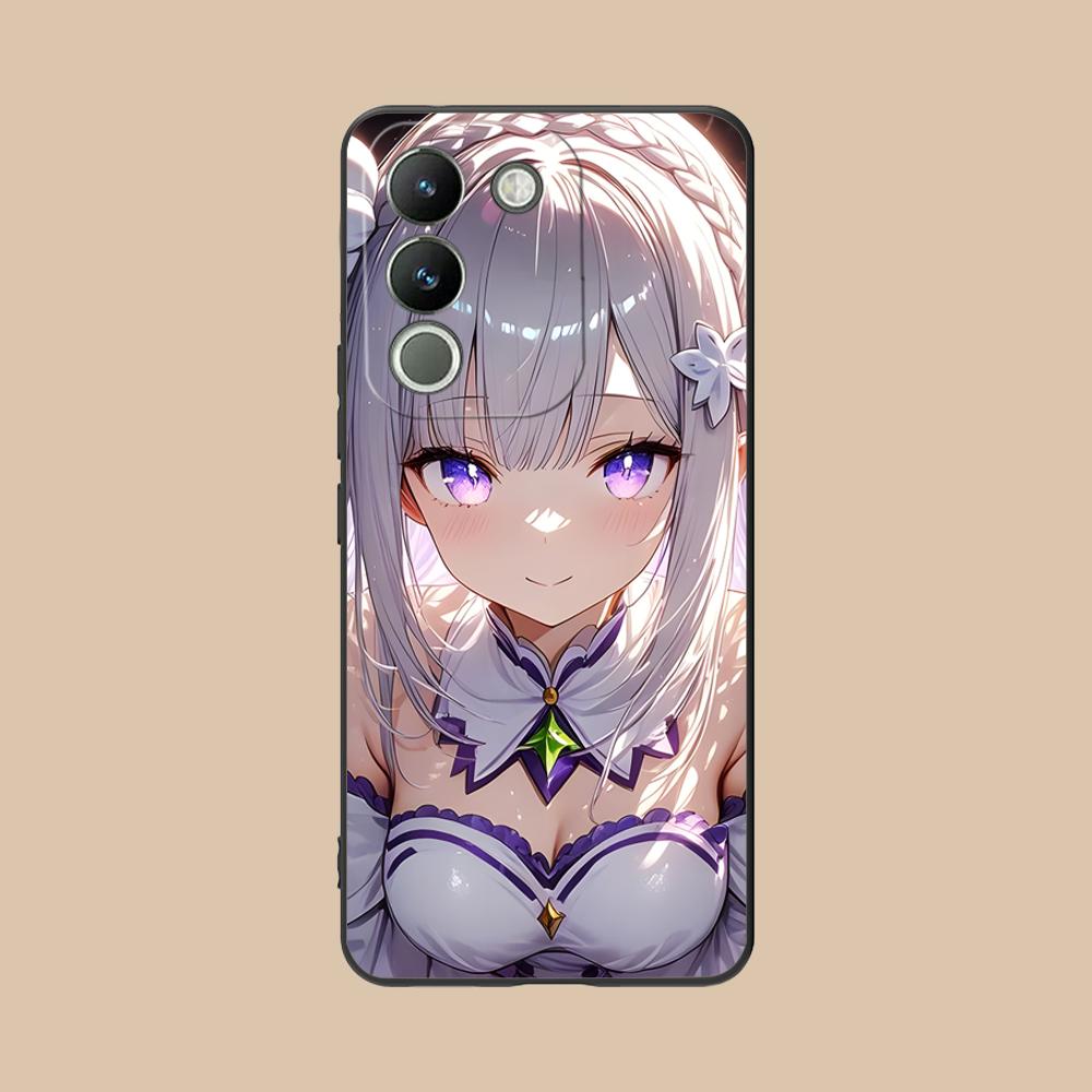 ReZero Emilia Waifu Mobile Phone Case for VIVO V60 V50 V40 V30 V29 V27 V25 V23 Pro Lite 5G Colorful Printing Cover Pretty Luxury