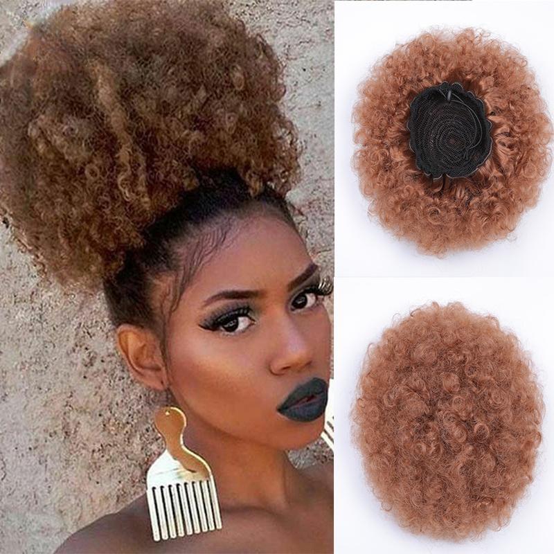 MISSQUEEN Accessorio sintetico per capelli chignon ricci afro soffio con clip per estensione dei capelli elastici per capelli afro per ragazza e donna