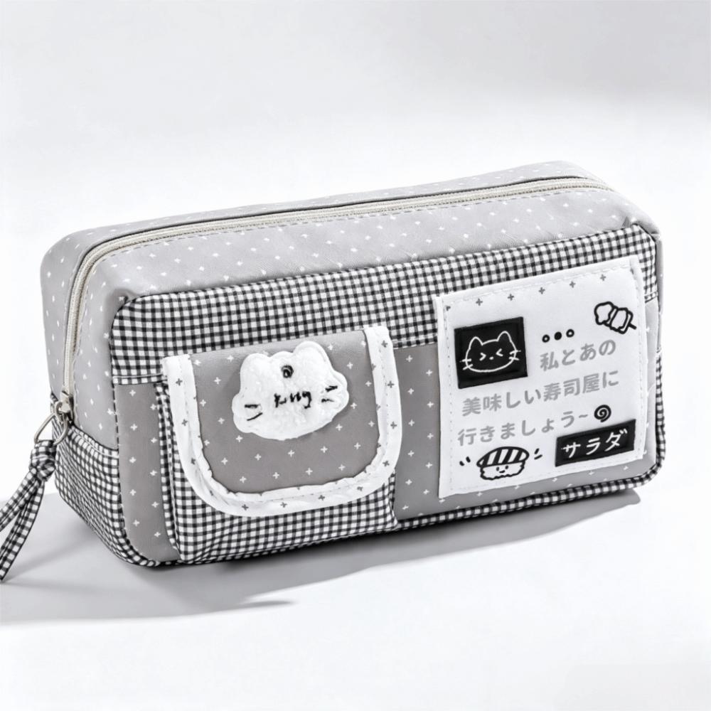 Cartoon Print Pencil Pouch Large Capacity Pen Bag Kawaii Pencil Case Elementary School