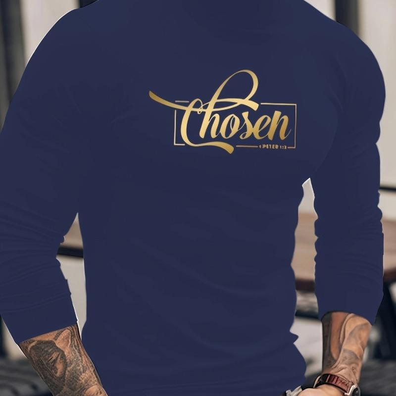 

Men s Long Sleeve T-Shirt, 100% Cotton, Solid Denim Blue, Shrink-Resistant Low-Maintenance Daily Wear XXL