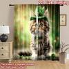 2D flat printing 2pcs Party Curtain Cute Cat Shamrock Hat Digital Printed Polyester Drapes Family Party Decoration Use for