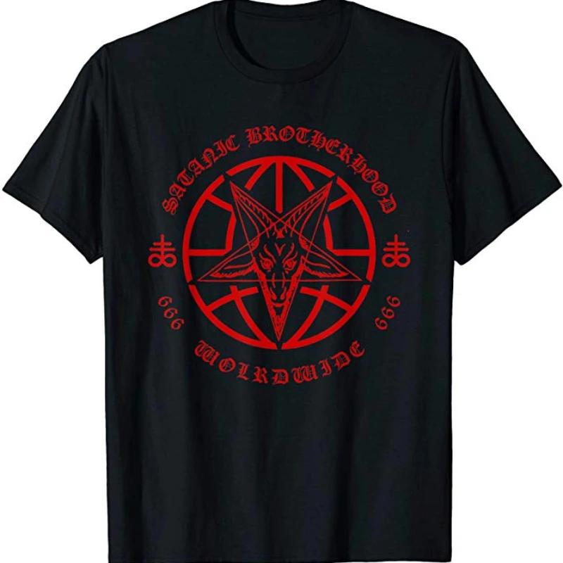 

Satanic Brotherhood Worldwide - Goat Head Baphomet T Shirt New 100% Cotton Short Sleeve O-Neck T-shirt Casual Mens Top - Men ... 5XL різнокольоровий