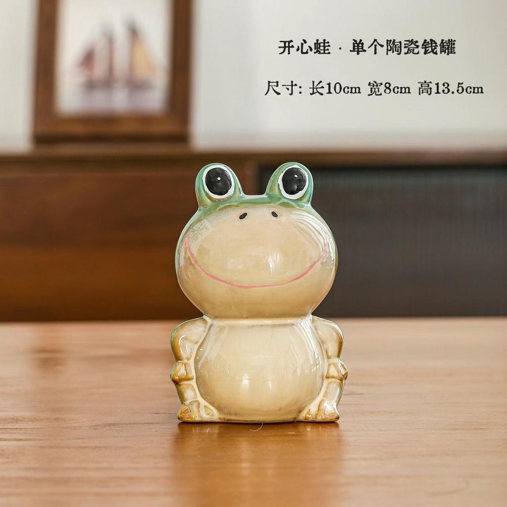 Personlig Søt Tegneserie Keramisk Frosk Sparebøsse, Liten Dyre Skrivebordsdekorasjon, Jingdezhen Porselen i Stuen