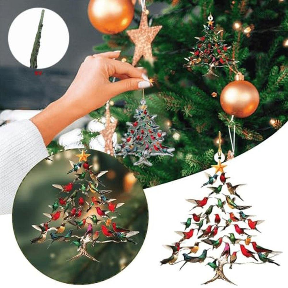 1/5Pcs 2D Hummingbird Christmas Ornament Acrylic Christmas Tree Ornaments  Home Decor