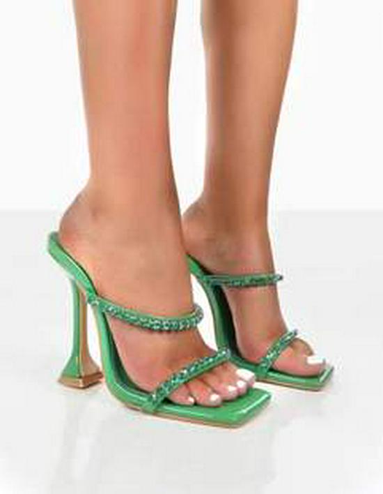 2022 Plus Size Chunky Heel Women's Square Toe One-Strap Sandals