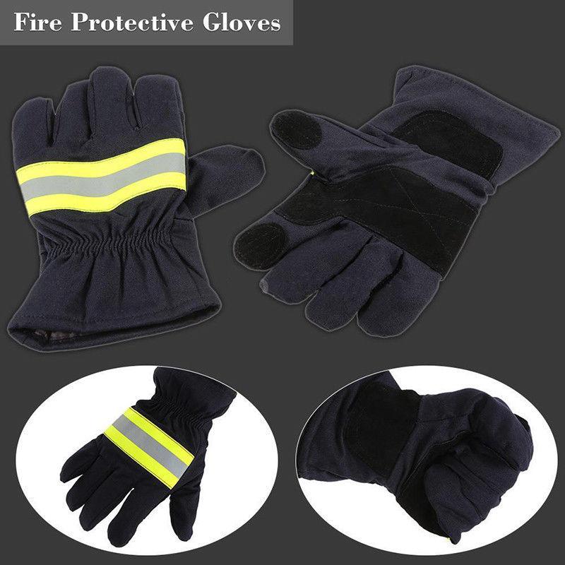 1 Pair Black Non-slip Heat Proof Gloves Fire Proof Gloves Firefighting Gloves
