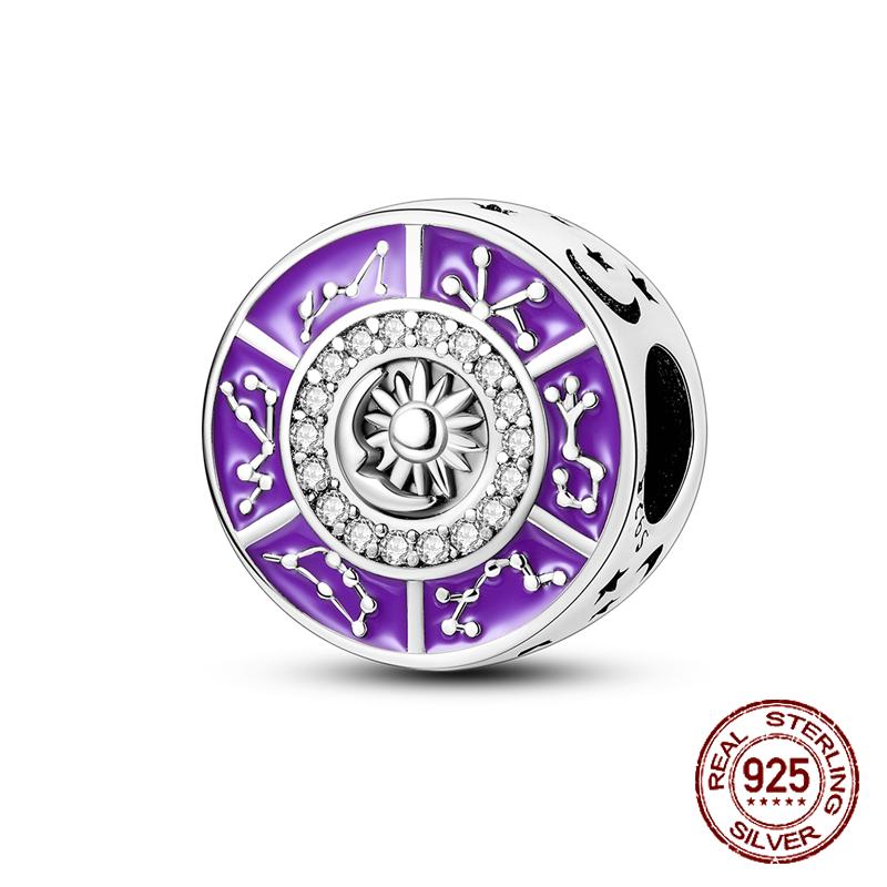 925 Sterling Silber Lila Perlen Blume Schmetterling Hänge Charm Passend 4MM Lochdurchmesser Armband Halskette 925 Schmuck Geschenkherstellung