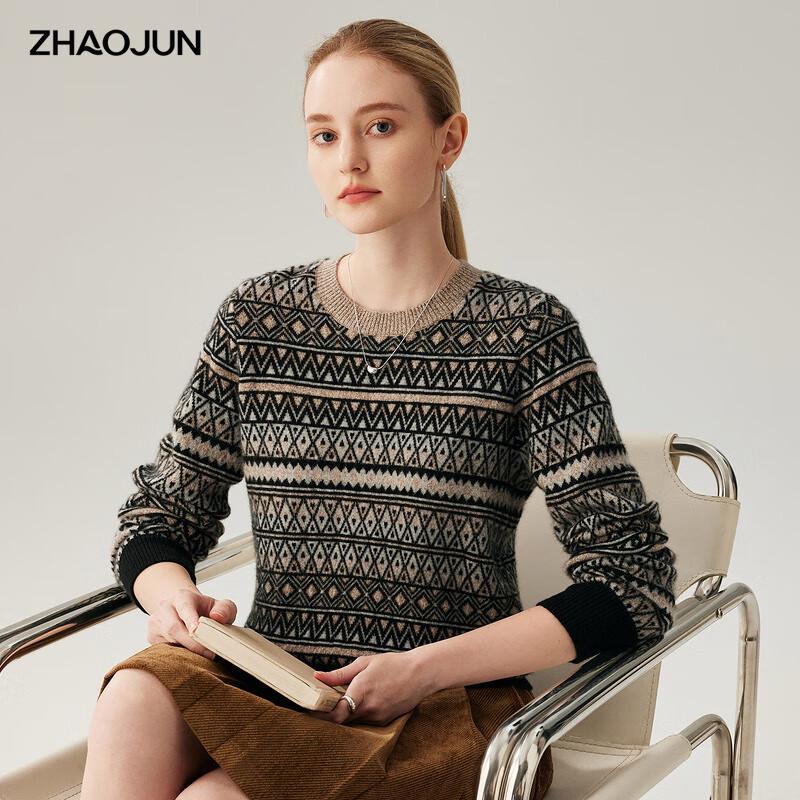 

Zhaojun Women s Thick Fair Isle Cashmere Knit Sweater L